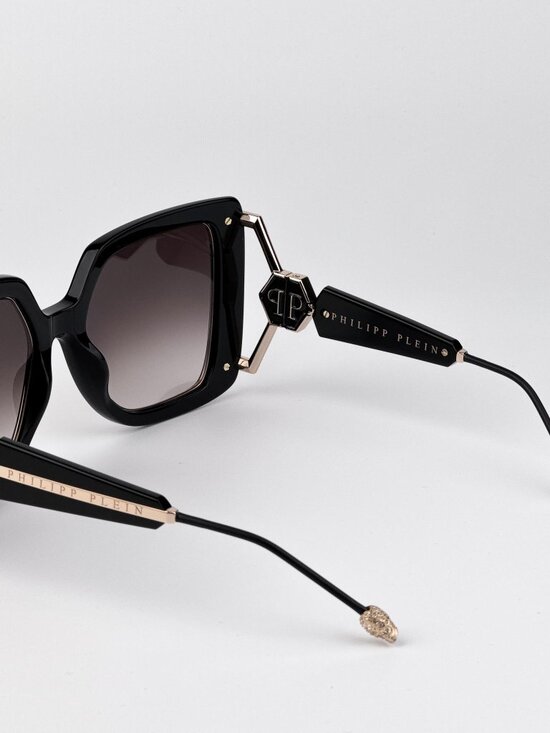 Philipp Plein Women’s Sunglasses Black Oversized Square Gradient SPP121S 0700